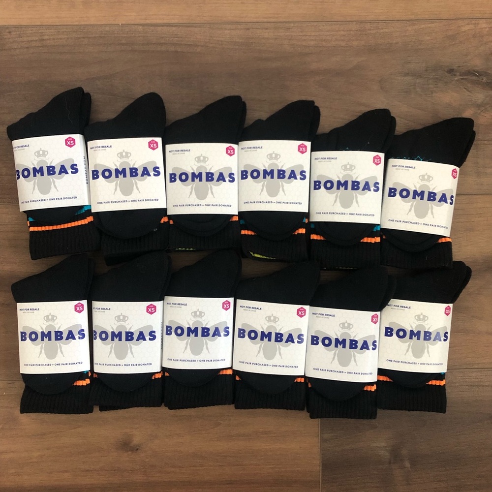 Bombas Crew Socks Performance Footbed Lot of 12 pairs size XS (women’s or youth)